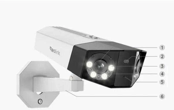 Reolink DUO serijos P757 16MP IP apsaugos kamera su dviem objektyvais, baltas