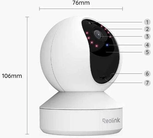 Reolink E serijos E330 išmanioji 5 MP IP vidinė pasukama stebėjimo kamera su Wi-Fi
