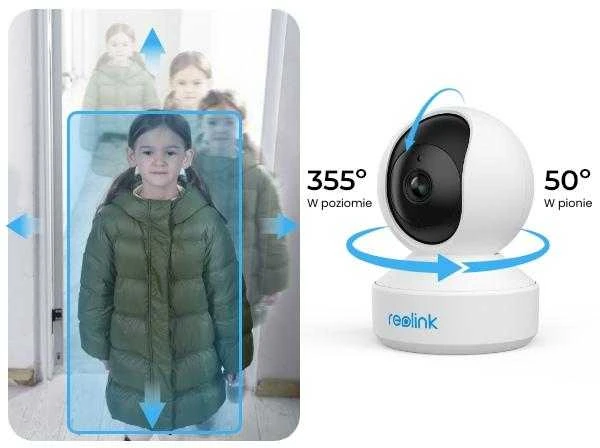 Reolink E serijos E330 išmanioji 5 MP IP vidinė pasukama stebėjimo kamera su Wi-Fi