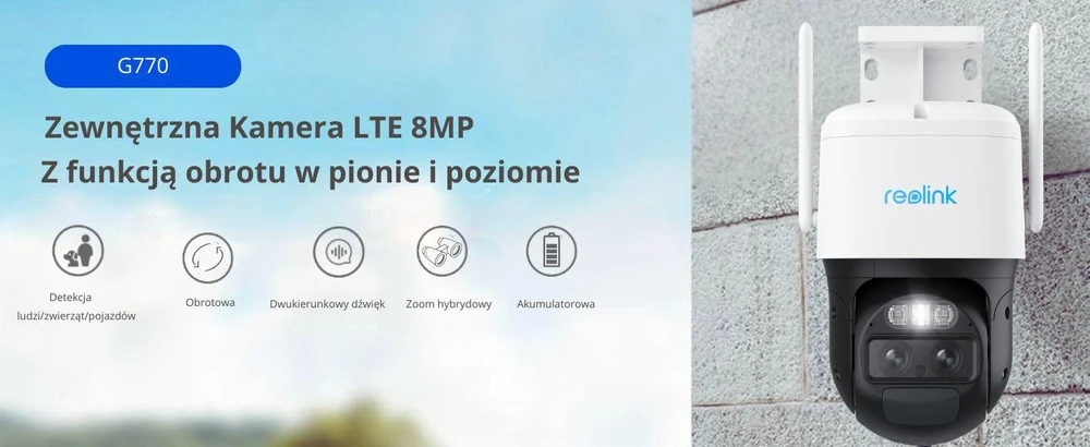 Akumuliatorinė stebėjimo kamera Reolink Trackmix Series G770 4K LTE, balta, su saulės baterijomis, 2 akumuliatoriais