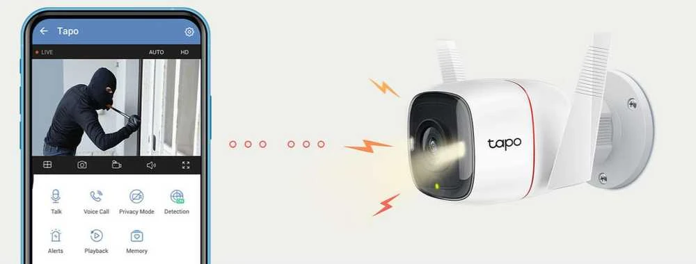 TP-Link Tapo C320WS lauko saugos Wi-Fi kamera | TP-LINK | Lauko apsaugos „Wi-Fi“ kamera | C320WS | Kulka | 4 MP | 3,89 mm | IP66 | H.264 | MicroSD