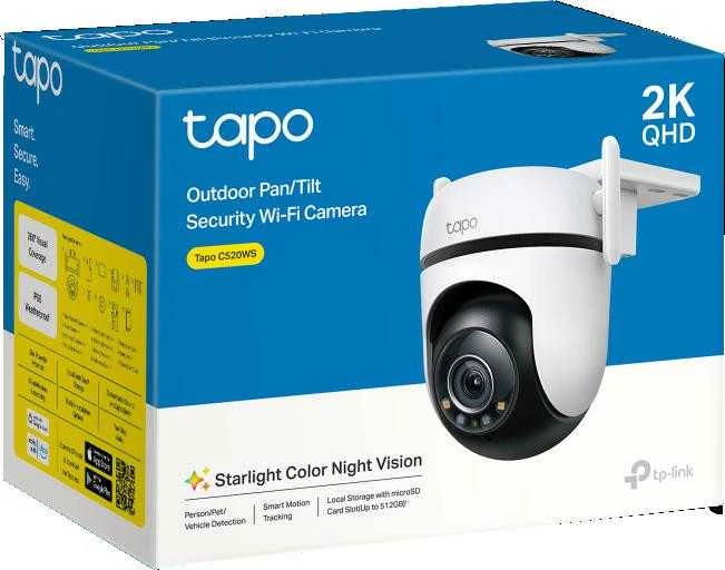 TP-LINK | Pan/Tilt Security Wi-Fi kamera | Tapo C520WS | Kupolas | 4 MP | 3,18 mm/F1,6 | IP66 | H.264 | „MicroSD“, iki 512 GB