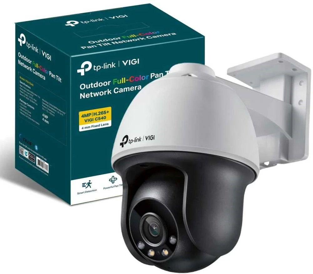 TP-LINK | VIGI 4MP lauko visų spalvų Pan Tilt tinklo kamera | VIGI C540 | Kupolas | 4 MP | 4 mm | IP66 | H.265+/H.265/H.264+/H.264 | MicroSD