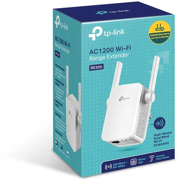 Maršrutizatorius TP-LINK AC1200 Dual Band Wireless Wall Plugged Range Extender MediaTek 867Mbps at 5GHz + 300Mbps at 2.4GHz 802.11ac/a/b/g/n 1 10/100
