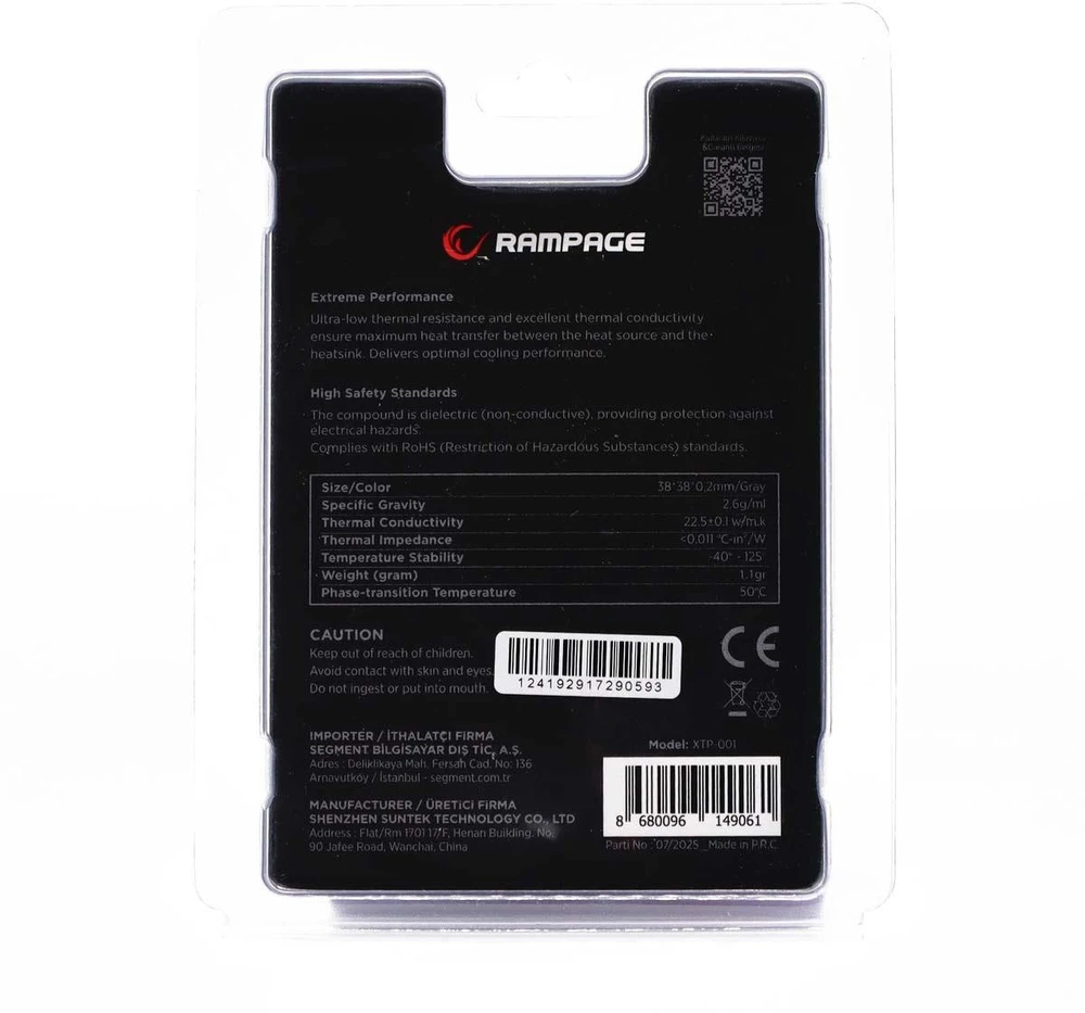 Termo padas Rampage XTP-001 38x38x0.2mm 22.5w/m.K