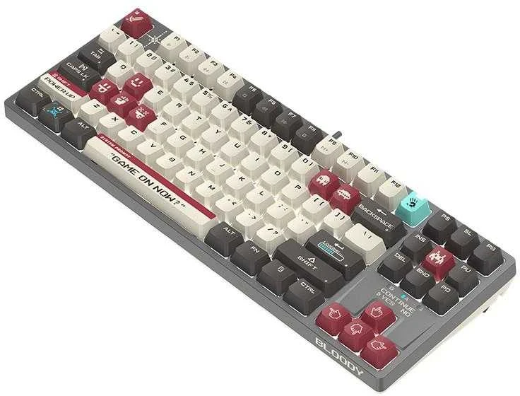 Klaviatūra žaidimams A4Tech Bloody S87 Raudona su laidu mechaninė su pašvietimu pilka