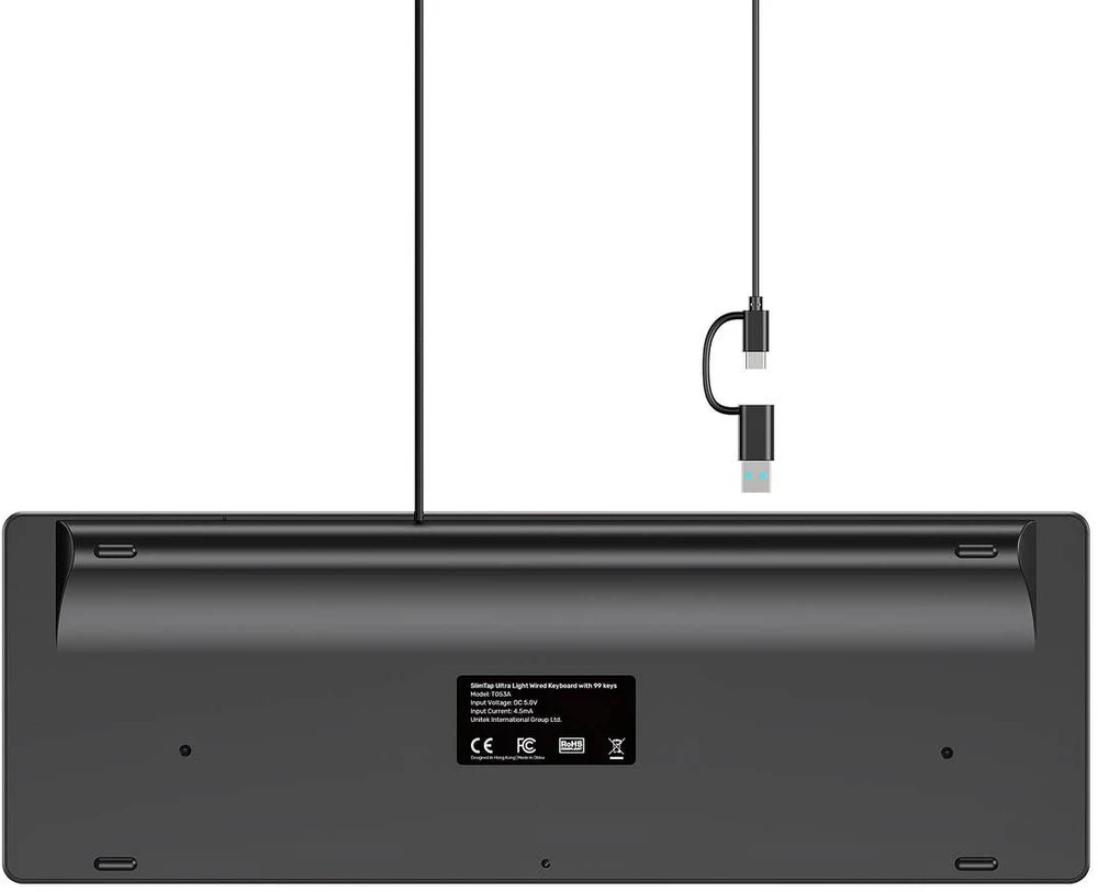 Klaviatūra Unitek SlimTap su laidu 96% pilka