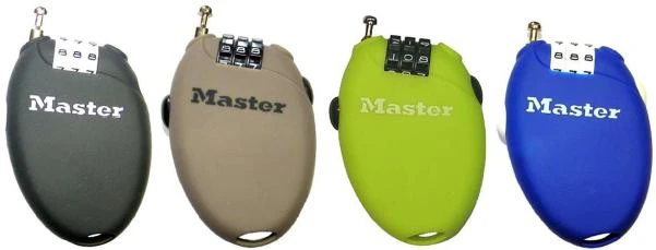 Master Lock Masterlock Universali ergonomiška trosinė spyna su 3 skaičių užraktu, 0,7m (Dydis: Juoda)
