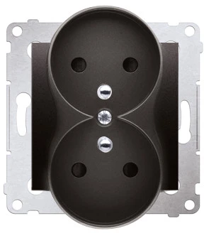 Kontakt-Simon SIMON54 dvigubas lizdas be 16A IP20 su antracito sklendėmis - DGZ2MZ.01/48