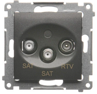 Kontakt-Simon Antenos lizdas SIMON54 SAT / SAT / RTV, antracito galas - DASK2.01 / 48