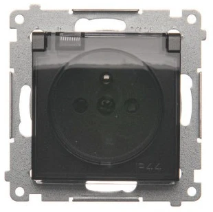 Kontakt-Simon Hermetic vieno lizdo lizdas SIMON54 be 16A IP44 antracito - DGZ1BUZ.01/48A