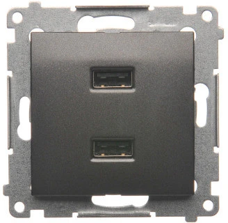 Kontakt Simon Įkroviklis 2XUSB 2.1A,5V ANTRACYT SIMON5