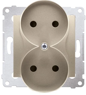 Kontakt-Simon Socket SIMON54 dvivietis b/u 16A IP20 su auksiniu sklende - DG2MZ.01/44