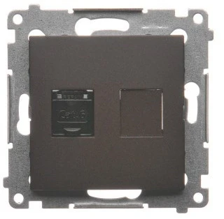 Kontakt-Simon Kompiuterio lizdas SIMON54 vienvietis RJ45 kat.6 su bronzine sklende - D61.01/46