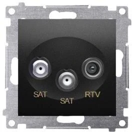 Kontakt-Simon Lizdas antenowe satelitarne podwójne SAT-SAT-RTV juoda mat (DASK2.01/49)