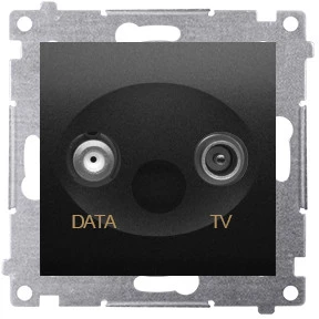 Kontakt Simon Kontaktas-Simon Simon 54 TV-DATA lizdas. Du F tipo išvesties prievadai (modulis). Įvesties dažnis 5-1000 MHz juodas matinis DAD1.01/49