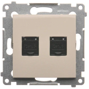 Kontakt-Simon Kompiuterio lizdas SIMON54 dvivietis 2xRJ45 kat.6 su užrakto kremu - D62.01/41