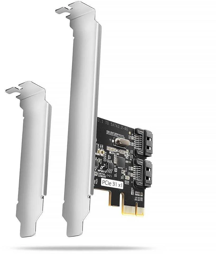 Axagon Dviejų kanalų SATA III PCI-Express valdiklis su dviem vidiniais SATA prievado išėjimais. Standartinis ir žemas profilis.