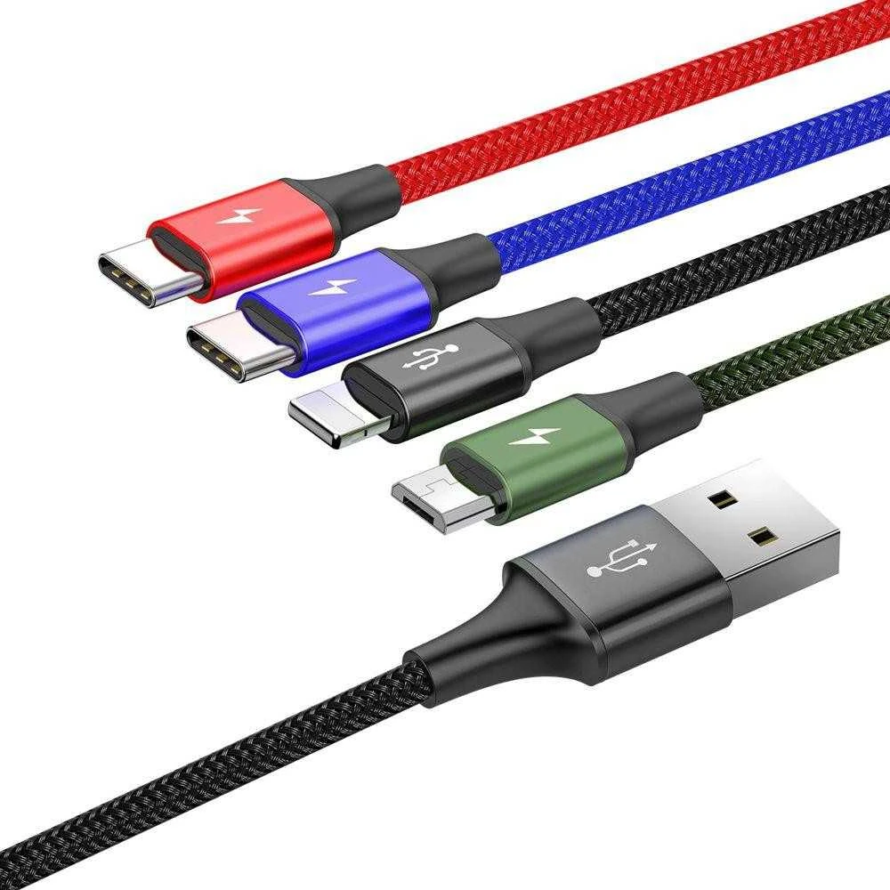 Baseus Fast USB kabelis 4in1 2xUSB-C / Lightning / Micro 3.5A 1.2m - Juodas