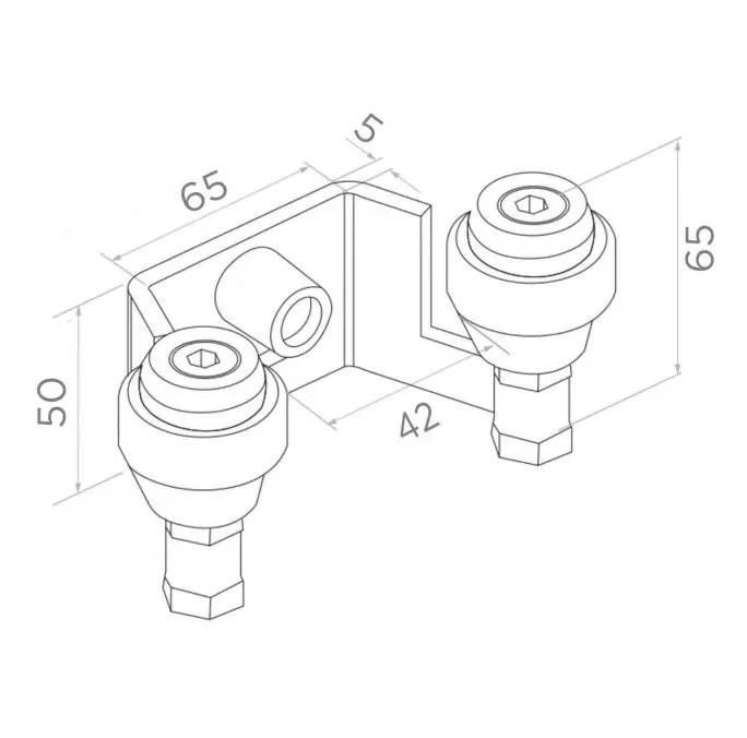 Laikiklis PSG 60.022.7016 42 mm viršus stumdomiems vartams (2 ritinėliai) spalva antracitas RAL7016