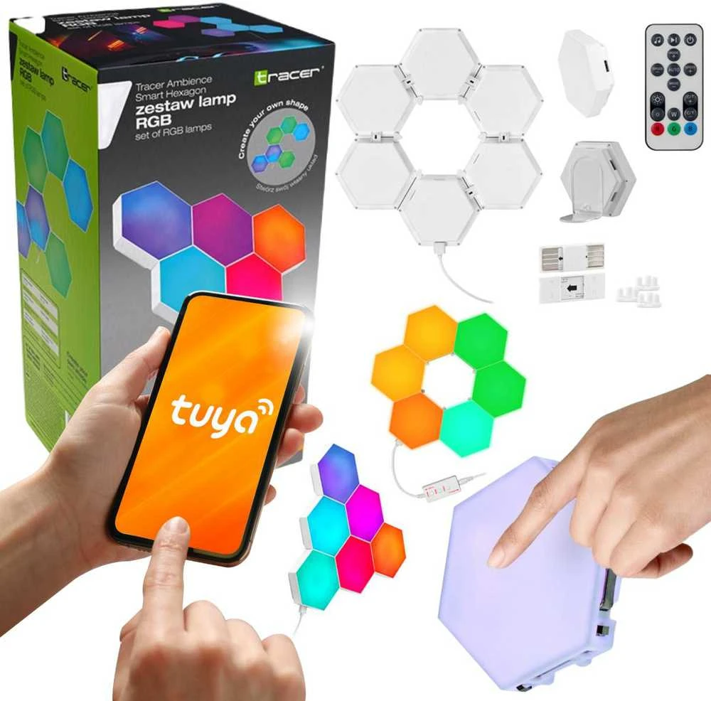 Tracer šešiakampės RGB Ambience lempos – Smart Hexagon