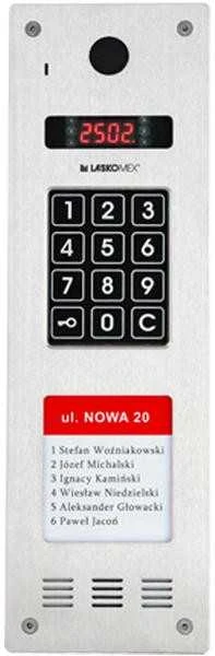 Laskomex Laskomex CP-2533NR-040 Siaura vertikali garso skydelis, nerūdijantis plienas, su RFID skaitytuvu ir ILGESNIu nuomininkų sąrašu (suderinamas su KAM3-1 moduliu)