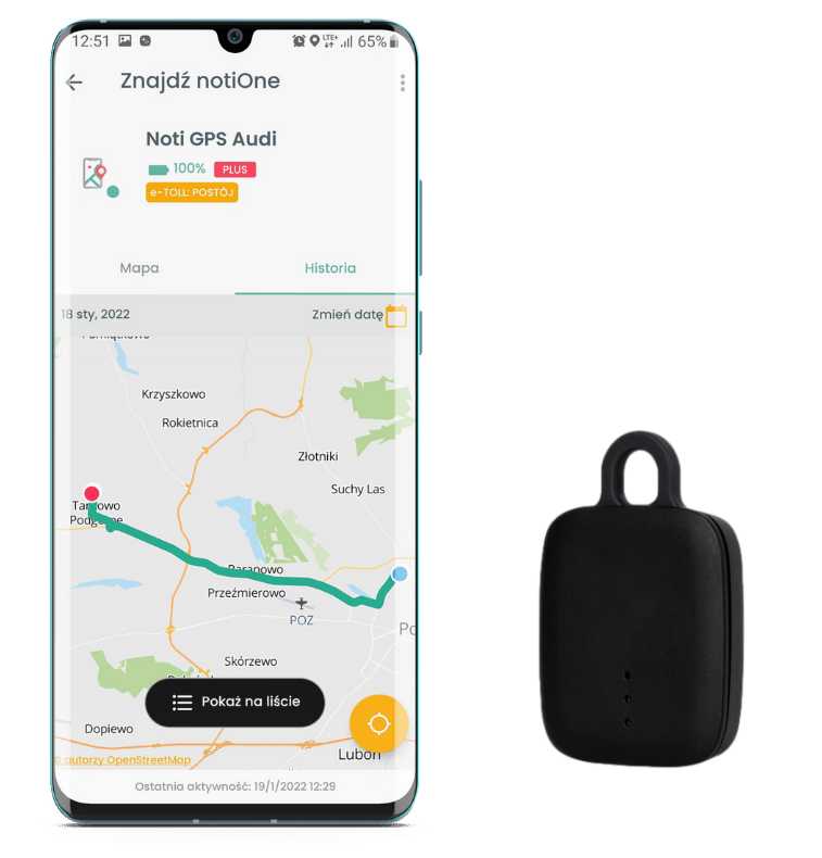 NotiOne GO - Bluetooth lokatorius su garsiniu signalu ir mygtuku - juodas