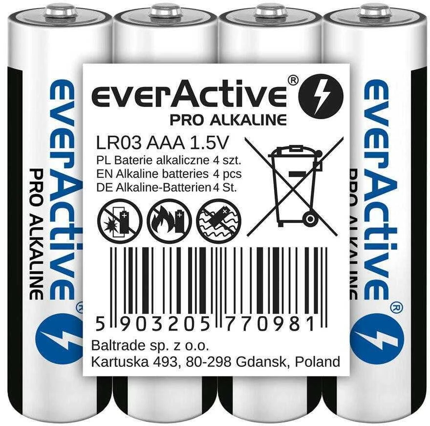 LR03 (AAA) „everActive Pro“ šarminės baterijos (4 vnt. pakuotė)