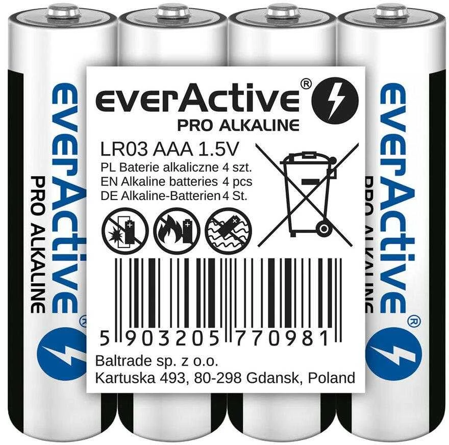 everActive AAA šarminės baterijos, 4 vnt pakuotės priekis