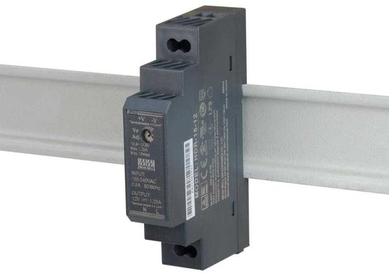 ĮKROVIKLIS IMPULSOWY NA SZYNĘ DIN MEAN WELL HDR-15-12 12V/15W/1.25A