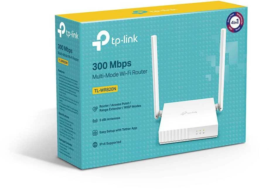 TPLINK TL-WR820N TP-Link TL-WR820N belaidis 802.11n/300Mbps 2T2R maršrutizatorius 2xLAN 1xWAN IPTV IPv6