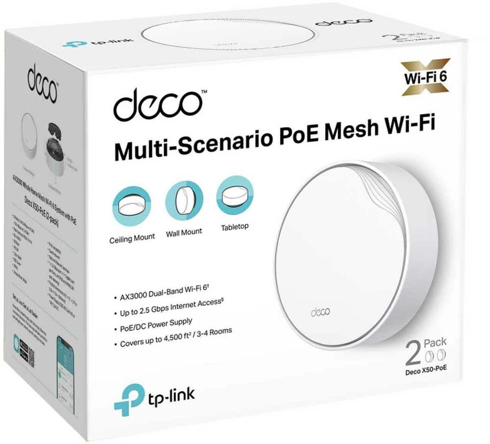 Maršrutizatorius TP-LINK TPLINK prieigos taškas Deco X50-PoE (2 pakuotės) X50PoE (2 pakuotės)