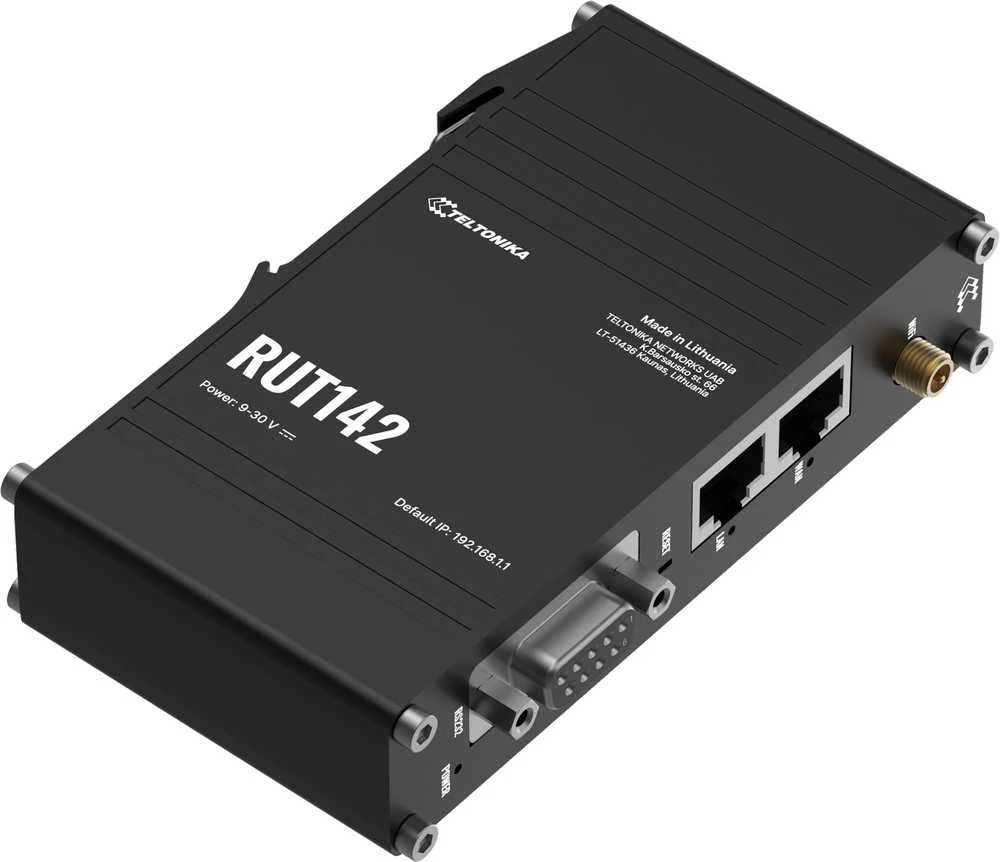 Teltonika | Ethernet Maršrutizatorius with RS232 (RUT142000000) | RUT142 | 802.11n | 10/100 Mbit/s | Ethernet LAN (RJ-45) jungtys 1 | Mesh Support No | MU-MiMO No | No mobile broadband