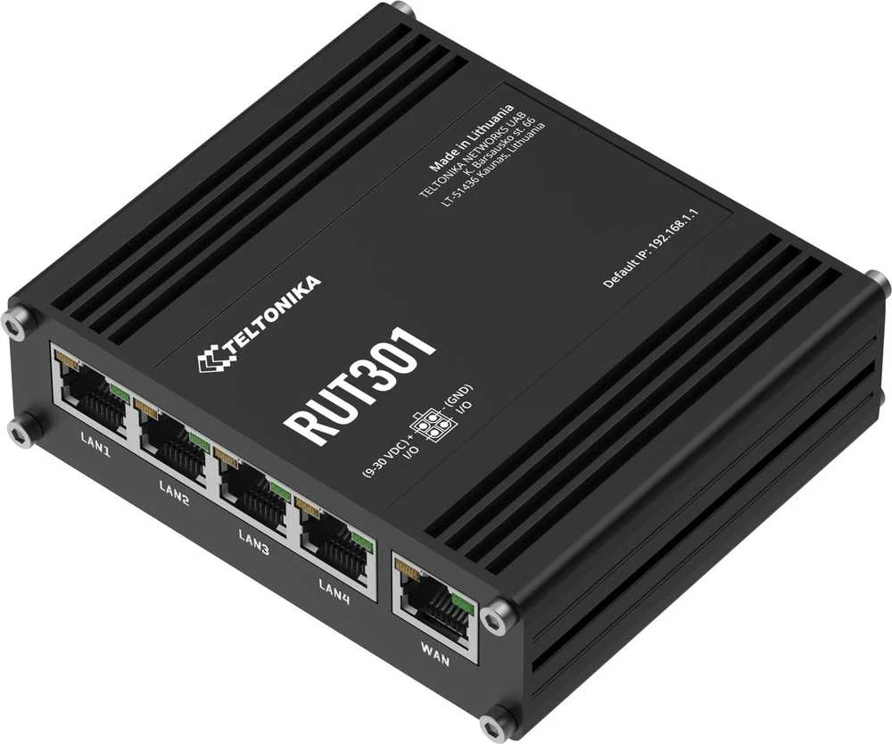 Teltonika | Ethernet Maršrutizatorius | RUT301 | No Wi-Fi | 10/100 Mbit/s | Ethernet LAN (RJ-45) jungtys 5 | Mesh Support No | MU-MiMO No | No mobile broadband