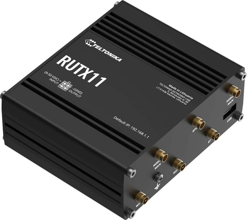 Šakotuvas Maršrutizatorius belaidis Teltonika RUTX11000000 (3G/4G/LTE SIM, 3G/4G/LTE USB, 2,4 GHz, 5 GHz)