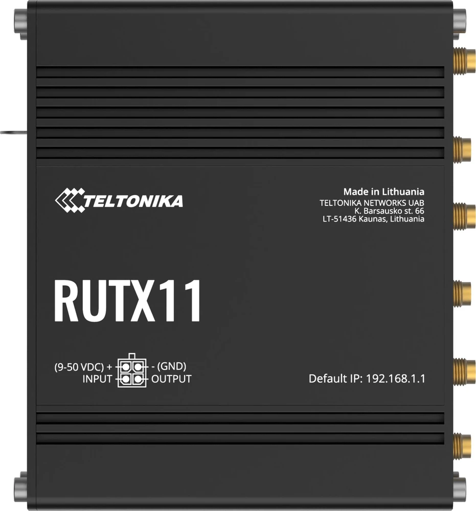 Šakotuvas Maršrutizatorius belaidis Teltonika RUTX11000000 (3G/4G/LTE SIM, 3G/4G/LTE USB, 2,4 GHz, 5 GHz)