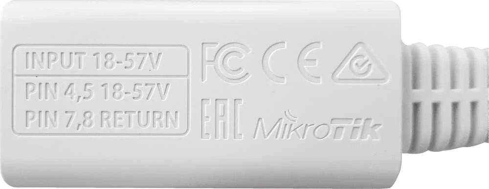 MIKROTIK RBGPOE Gigabit PoE adapteris su ekranuotomis jungtimis palaiko 18-57V PoE