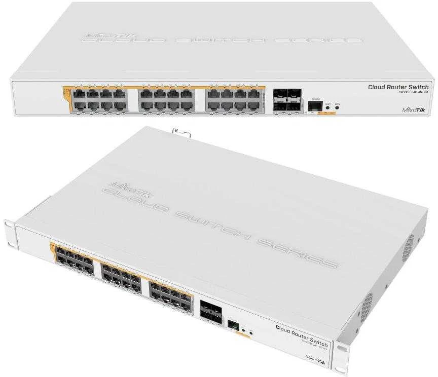 MikroTik | CRS328-24P-4S+RM Gigabit Ethernet POE/POE+ maršrutizatorius/jungiklis | Tvarkoma L3 | Montuojamas ant stovo | Gigabit Ethernet (vario) jungtys kiekis 24x 1GbE | SFP+ jungtys kiekis 4x SFP+ | PoE/Poe+ jungtys kiekis 24 | Maitinimo tipas Vienvietis | 12 mėn.