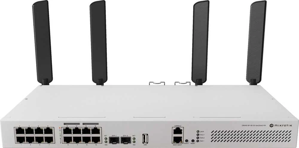 MikroTik | Debesų maršrutizatorius su RouterOS L5 Rackmount korpusu | CRS418-8P-8G-2S+5axQ2axQ-RM