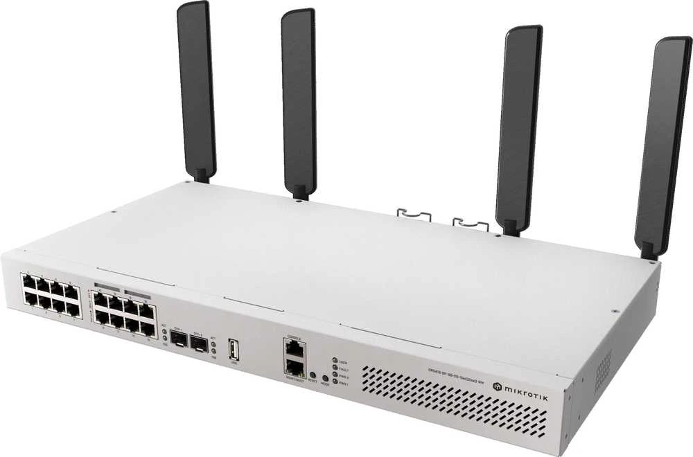 MikroTik | Debesų maršrutizatorius su RouterOS L5 Rackmount korpusu | CRS418-8P-8G-2S+5axQ2axQ-RM