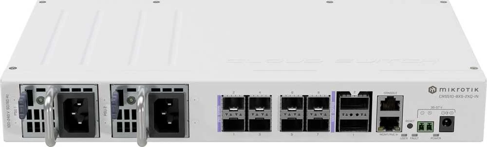 Maršrutizatorius MIKROTIK CRS510-8XS-2XQ-IN 2x100 Gigabit QSFP28 jungtys 8x25 Gigabit SFP28 jungtys dvigubas karštojo keitimo