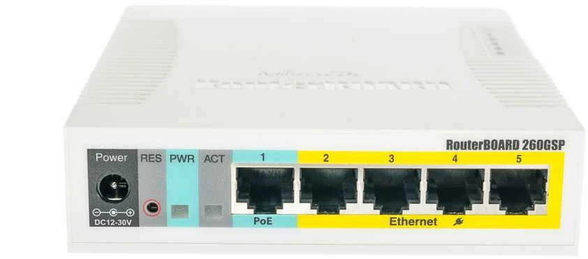 Maršrutizatorius „MikroTik“ | Debesijos maršrutizatorių komutatorius | RB260GSP | Valdomas per internetą | Darbalaukio | SFP jungčių kiekis: 1 | Maitinimo per Ethernet (PoE) jungčių kiekis: 1 | 12 mėn.