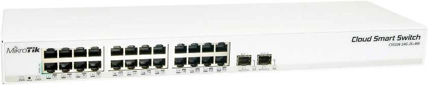 Šakotuvas MikroTik | Cloud Smart Switch | CSS326-24G-2S+RM | Tvarkoma L2 | Montuojamas ant stovo | Gigabit Ethernet (vario) jungtys kiekis 24 | SFP+ jungtys kiekis 2 | 12 mėn.