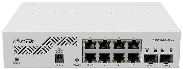 MikroTik | Debesis Maršrutizatorius Switch | CSS610-8G-2S+IN | Tvarkomas žiniatinklis | Montuojamas ant stovo | Gigabit Ethernet (vario) jungtys kiekis 8 | SFP+ jungtys kiekis 2