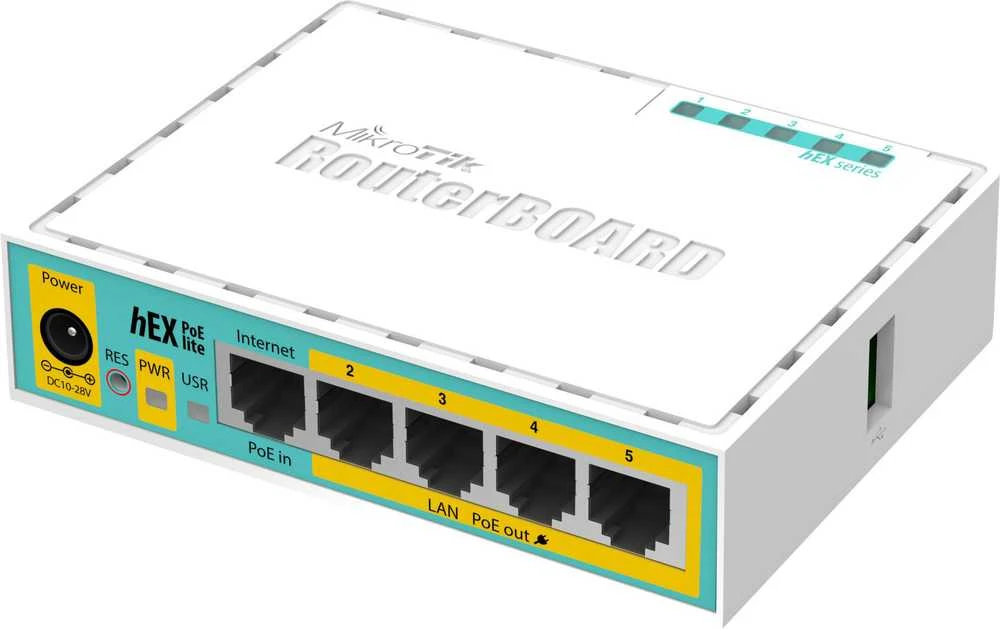 Šakotuvas MIKROTIK MT RB750UPr2 MikroTik RB750UPr2 hEX PoE lite L4 64MB RAM, 5xLAN, 1xUSB, 2-5 prievadai, PoE išvestis 1A