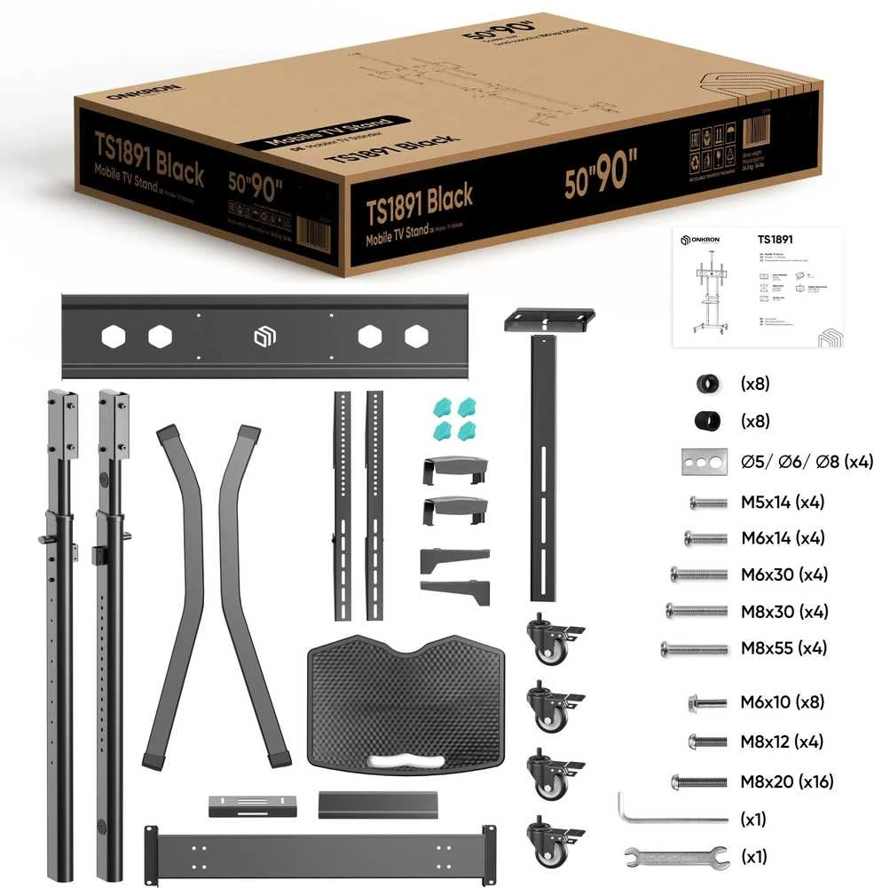 Laikiklis TV SET ACC MOBILE STAND/50-90"/Juodas TS1891-B ONKRON