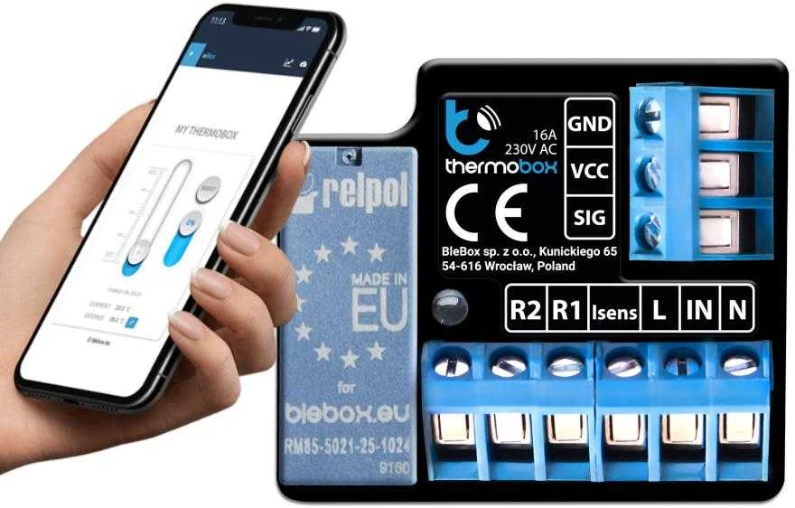 BleBox ThermoBox - WiFi šildymo valdiklis - Android / iOS programa