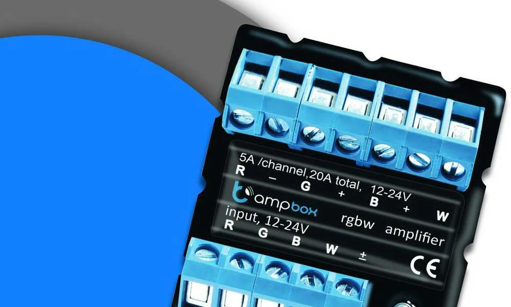 Blebox ampbox RGBW signalo stiprintuvas su gnybtais