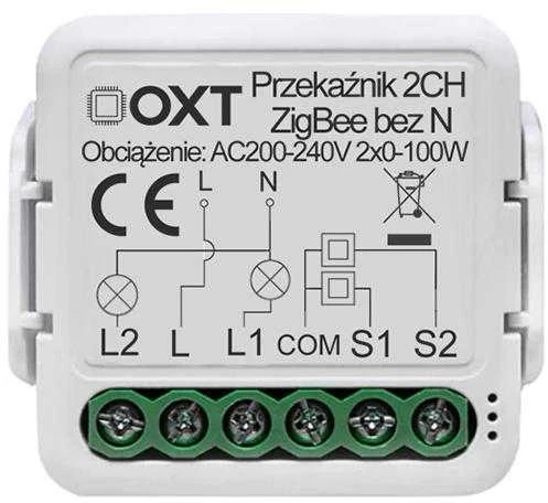 Tuya – dviejų kanalų mini relė be N – ZigBee – Android/iOS programa – OXT SWTZ32