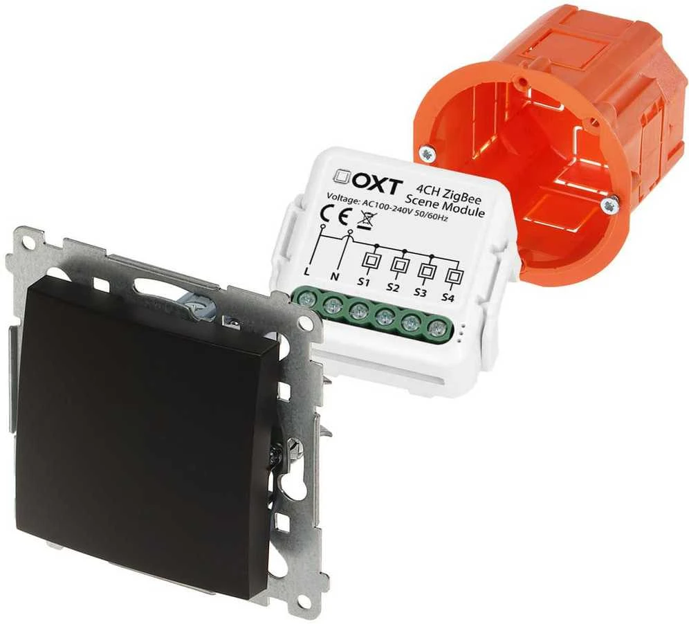 Tuya - 4 kanalų mini ZigBee scenų valdiklis - 12 veiksmų - 230V - OXT T254